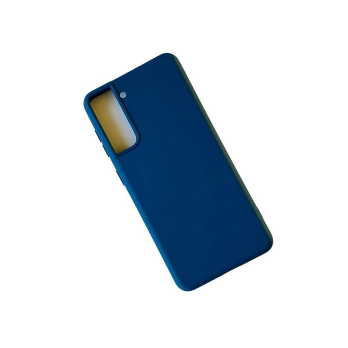 Silicone case for Samsung Galaxy S21 by 9eight5, flexible and protective phone cover with a smooth blue finish.