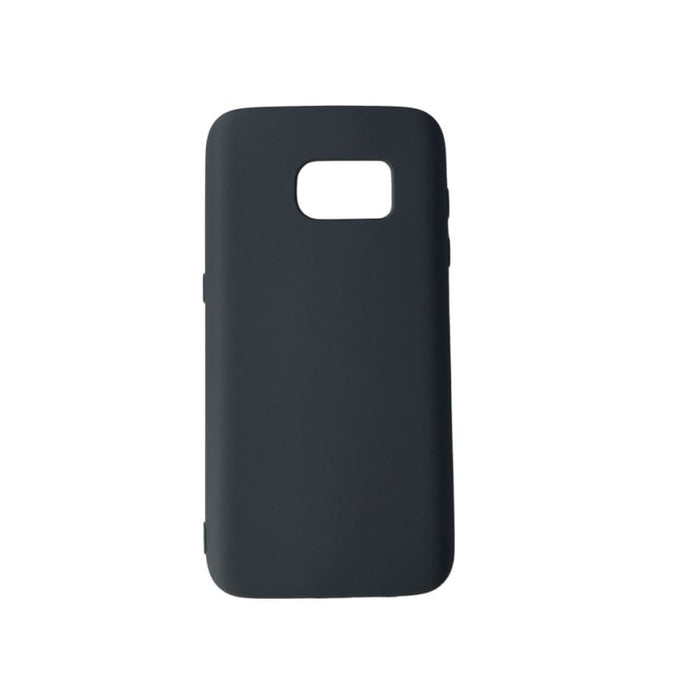 Black silicone case for Samsung Galaxy S8 by 9eight5, showing the snug fit and smooth texture on the phone.