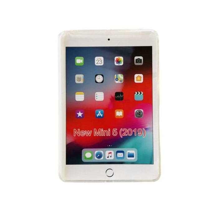 Clear silicone cover for iPad Mini 5th gen, 9eight5 brand, showing the slim, protective case fitting the tablet.