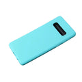 Sky blue silicone phone case for Samsung Galaxy S10e by 9eight5, showing a smooth, flexible cover with precise cutouts.