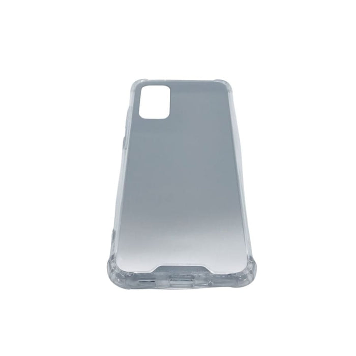 Silver mirror silicone cover for Samsung Galaxy S20 Plus by 9eight5, showing a sleek, reflective protective phone case.