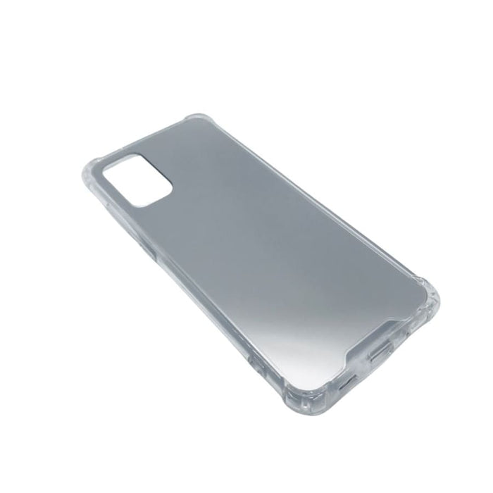 Silver mirror silicone cover for Samsung Galaxy S20 Plus, 9eight5 brand, with a reflective, smooth surface and precise cutouts.