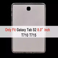 Clear silicone cover for Samsung Galaxy Tab S2 8.0-inch T710/T715/T719 by 9eight5, showing snug fit and flexible material.