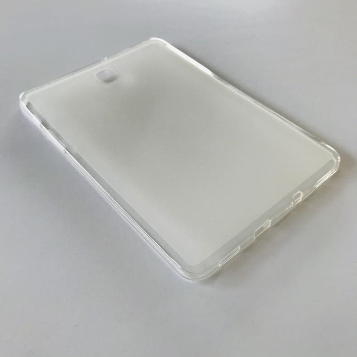 Clear silicone cover for Samsung Galaxy Tab S2 8.0-inch T710, T715, T719 by 9eight5, showing the protective case on the tablet.