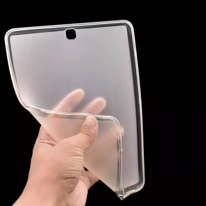 Clear silicone cover for Samsung Galaxy Tab S3 9.7-inch T820/T825 by 9eight5, shown on the tablet with a snug fit.