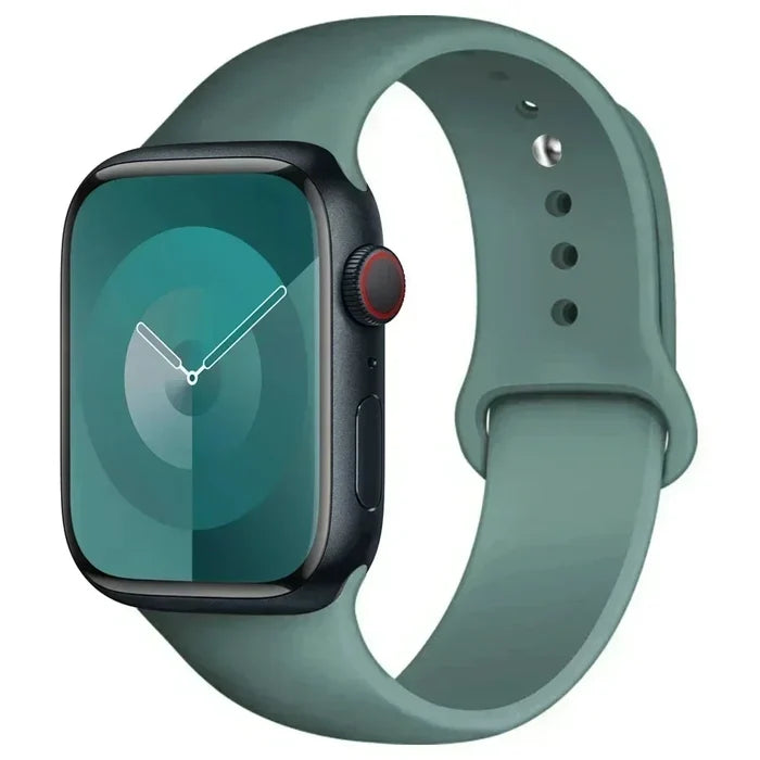 Habicare silicone replacement strap for Apple Watch Series 38mm-42mm, available in 45 vibrant colors, designed for comfortable wear.