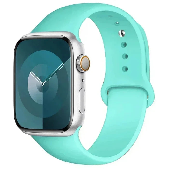 Habicare TWS silicone replacement strap for Apple Watch Series 38mm-42mm in various colors, shown in a close-up image.