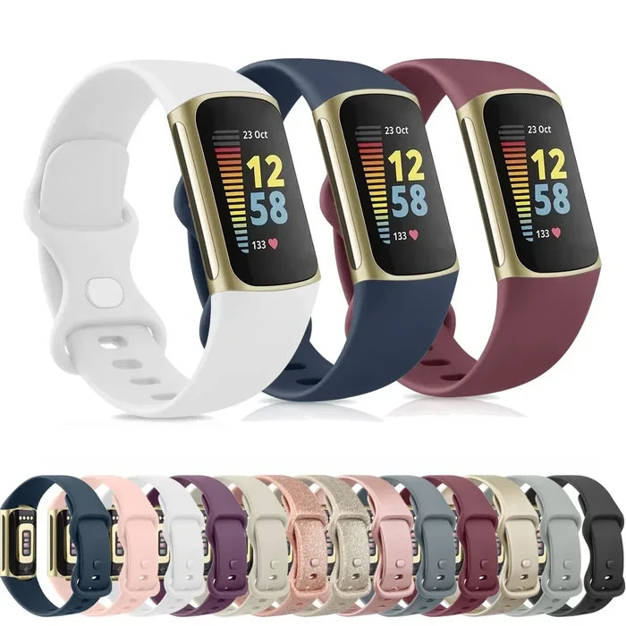 Habicare silicone sport strap for Fitbit Charge 5, TWS style, available in 25 colors, designed for Fitbit Charge 5 Series.