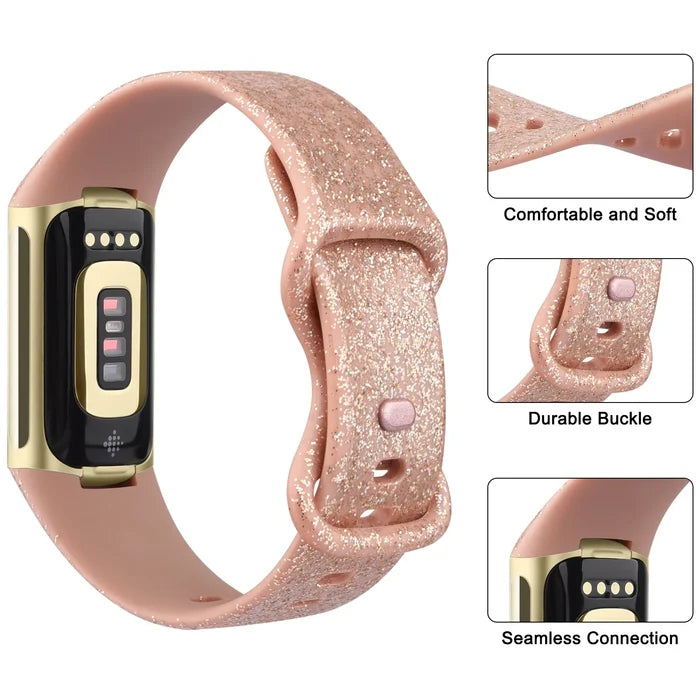 Habicare silicone sport strap for Fitbit Charge 5, TWS fitness tracker, available in 25 vibrant colors.