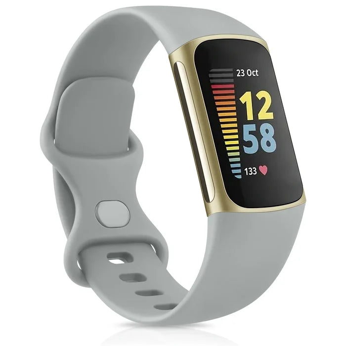 Habicare silicone sport strap for Fitbit Charge 5 Series, available in 25 colors, ideal for TWS fitness tracking accessories.
