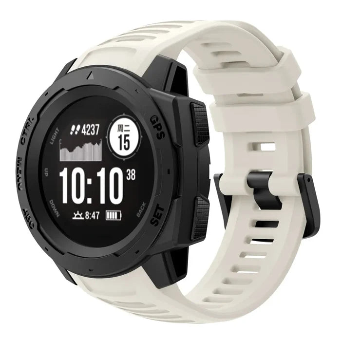 Habicare silicone sport strap for Garmin Instinct Series, 22mm TWS band in multiple colors, suitable for active wear.