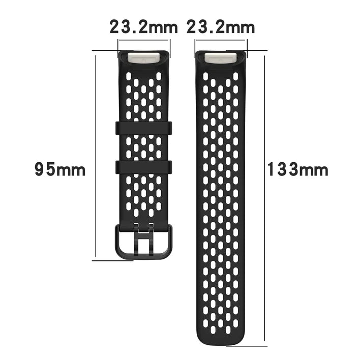 Habicare silicone sports strap for Fitbit Charge 5/6 series, TWS style, available in 12 vibrant colors, shown in the image.
