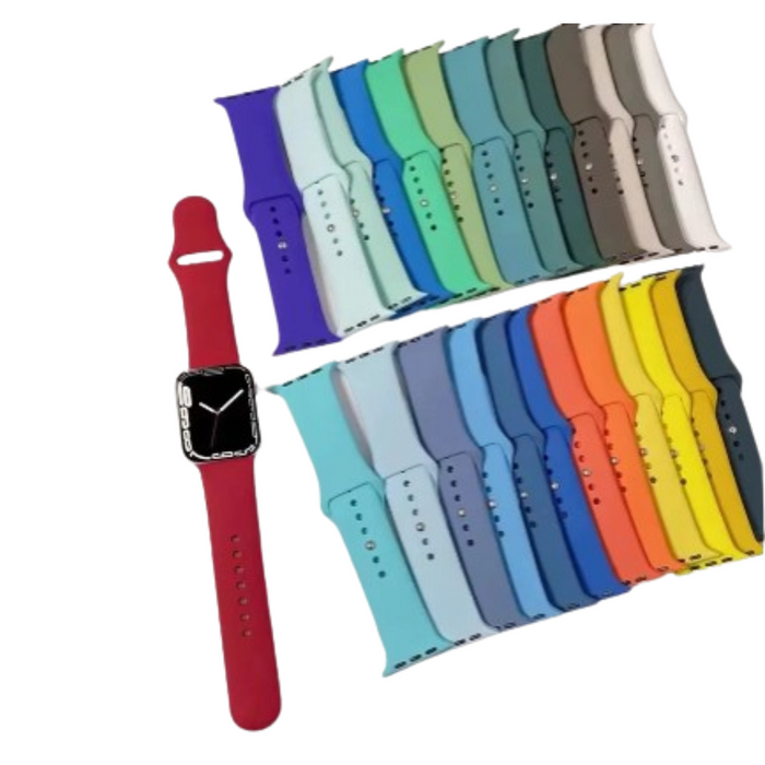 Habicare silicone strap for Apple Watch Series 42mm to 49mm, TWS style, in black with adjustable buckle for comfortable fit.