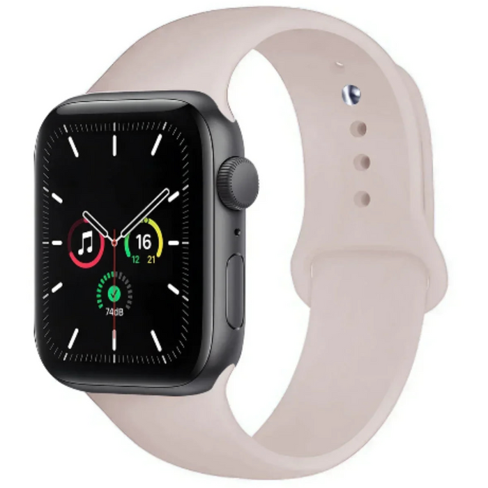 Habicare silicone strap for Apple Watch Series 42mm to 49mm, TWS model in black with textured design and adjustable band.
