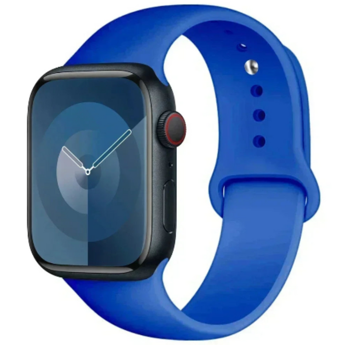 Habicare silicone strap for Apple Watch Series 42mm to 49mm, TWS compatible, showing the soft, flexible band in black.
