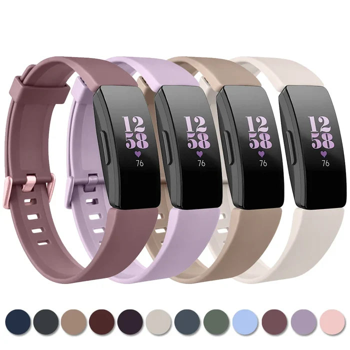 Habicare silicone strap for Fitbit Inspire TWS, available in multiple colors, shown in black with a sleek design.