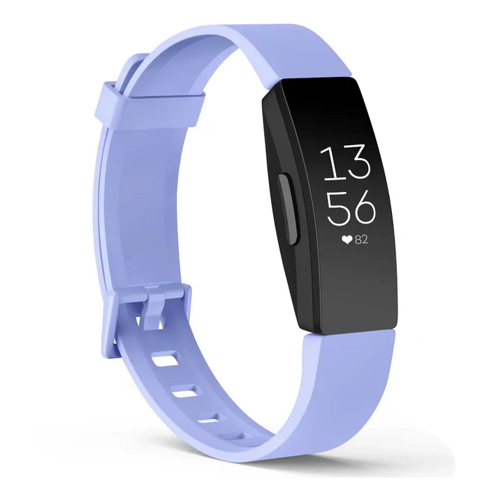 Habicare silicone strap for Fitbit Inspire, TWS style, available in 21 vibrant colors, shown in a close-up image.