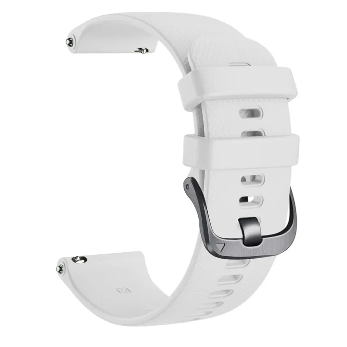 Habicare silicone TWS strap for Garmin Vivoactive 4 in multiple colors, shown in a close-up of the flexible, colorful band.