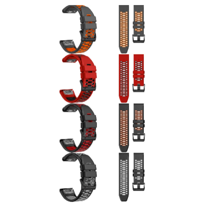 Habicare silicone TWS watch band for Garmin Fenix 5 and 5 Plus in multiple colors, flexible and comfortable for everyday wear.