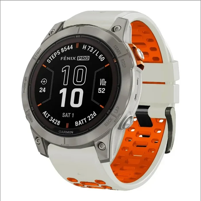 Habicare silicone watch band for Garmin Fenix 6 and 6 Pro, available in 12 colors, fits securely and comfortably.