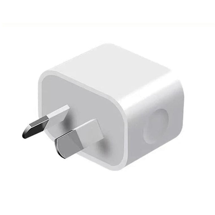 White single USB port wall plug charger for NZ/AUS outlets, ideal for charging devices efficiently