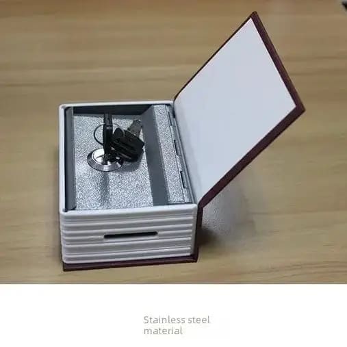 Small book-shaped safe by 9eight5, a compact lock box and money tin for secure storage.