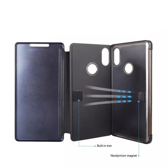 Black 9eight5 smart phone case for Samsung Galaxy Note 8, close-up view showing protective design and material details.