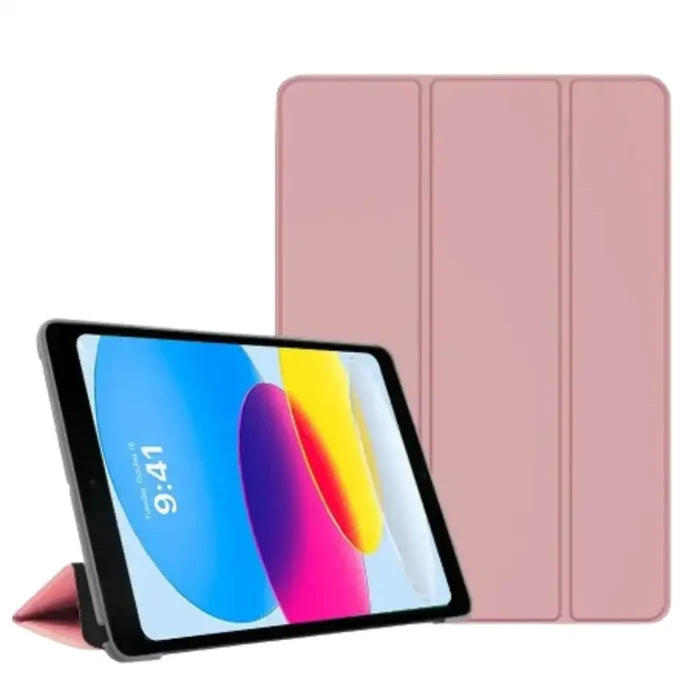 Rose gold 9eight5 Smart Cover for iPad by Habicare with magnetic closure, stylish protective case for Apple tablets.