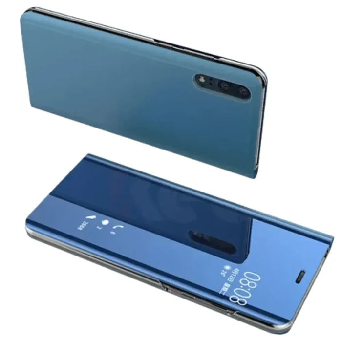 Habicare 9eight5 smart mirror flip case for Samsung Galaxy series, featuring a reflective mirror cover and protective design.