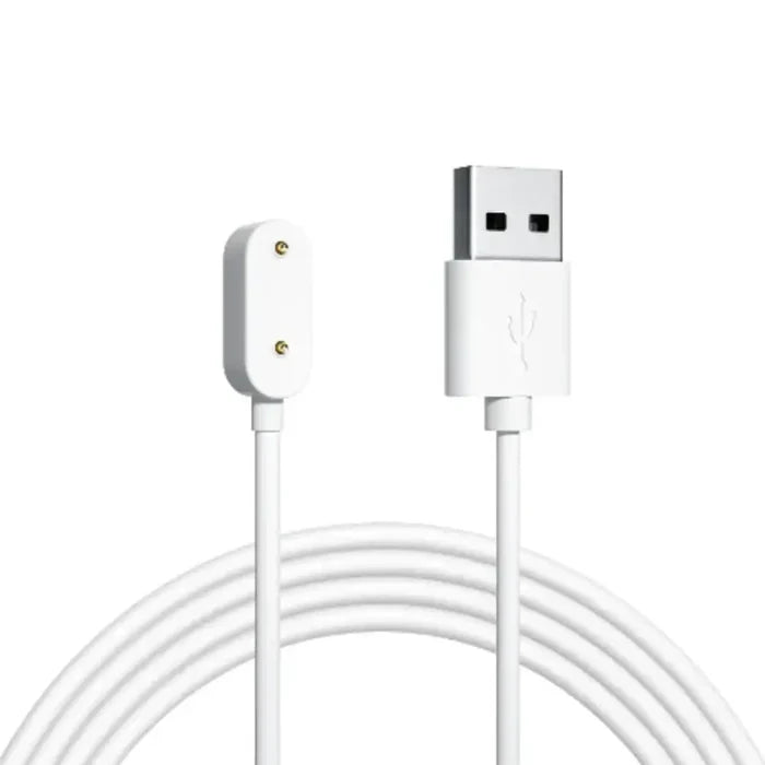 Habicare TWS smartwatch charger cable compatible with Huawei and Honor bands, shown connected to a smartwatch.