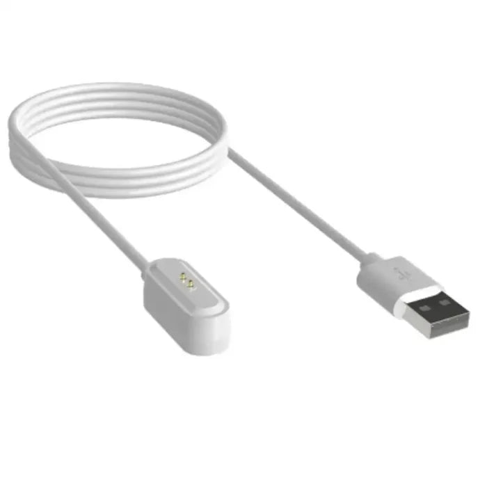 Habicare TWS smartwatch charger cable for OPPO Watch Free, shown connected to the watch with a USB end for charging.