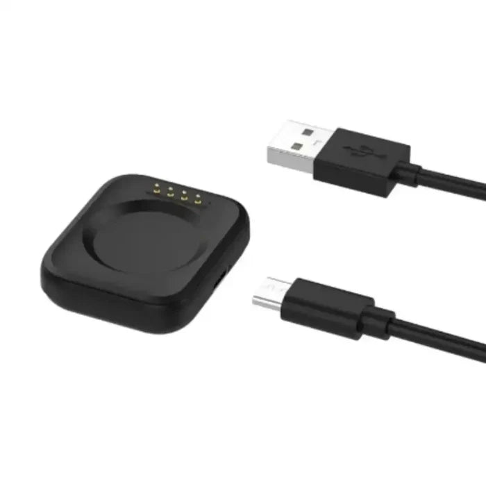 Habicare TWS smartwatch charging cable for Oppo Watch Series, shown connected to the watch with a sleek design.