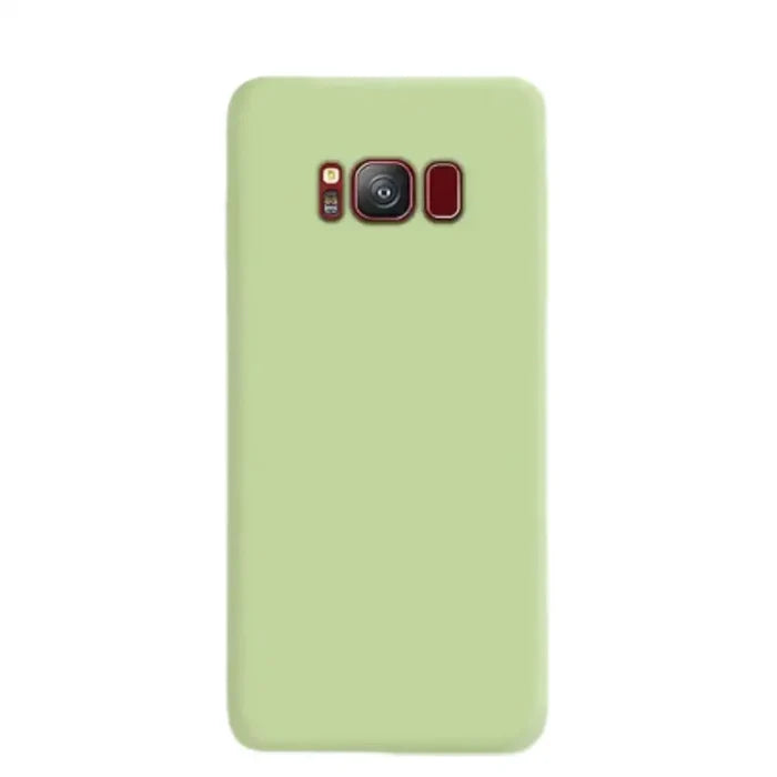 Green soft silicone cover for Samsung Galaxy Note and S Series by 9eight5, designed by Habicare, shown on the phone.
