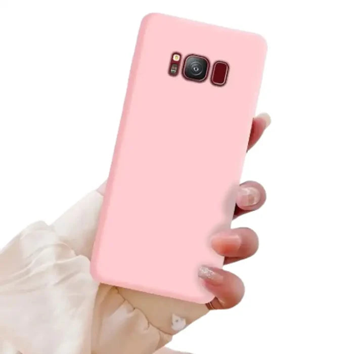 Pink soft silicone cover for Samsung Galaxy Note and S Series smartphones by Habicare, providing protection and a comfortable grip.