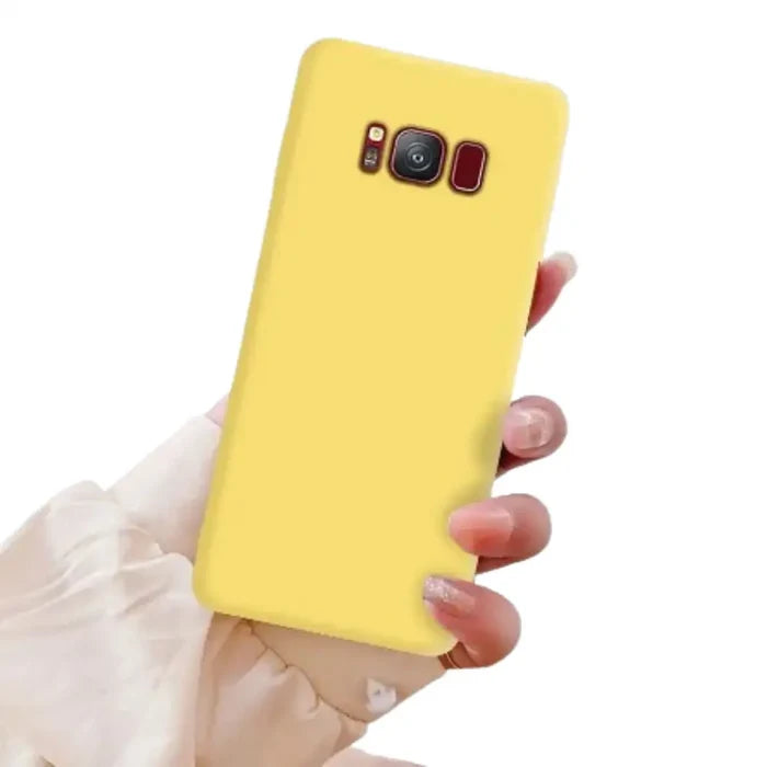 Yellow soft silicone cover for Samsung Galaxy Note and S series by Habicare, designed for a snug fit and protection.