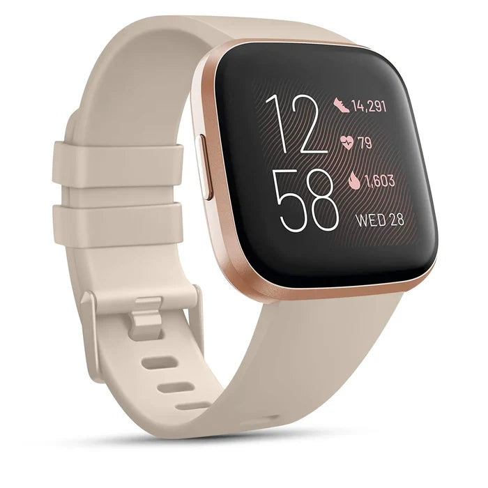 Habicare soft silicone sport band for Fitbit Versa SE, available in 26 colors, shown in a close-up image.