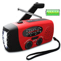 Black Habicare Solar Hand Crank Emergency Radio and Power Bank with solar panel and manual crank for portable power backup.