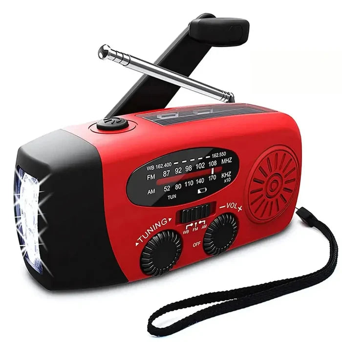 Habicare SS solar hand crank emergency radio and power bank with digital display, compact and portable for emergency use
