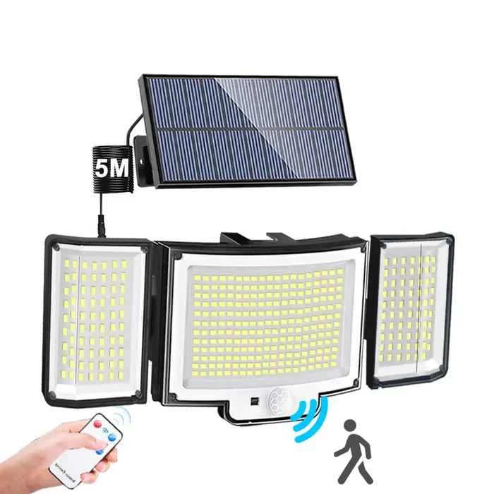 Habicare SS solar security light with motion sensor, waterproof outdoor lighting fixture with durable design.