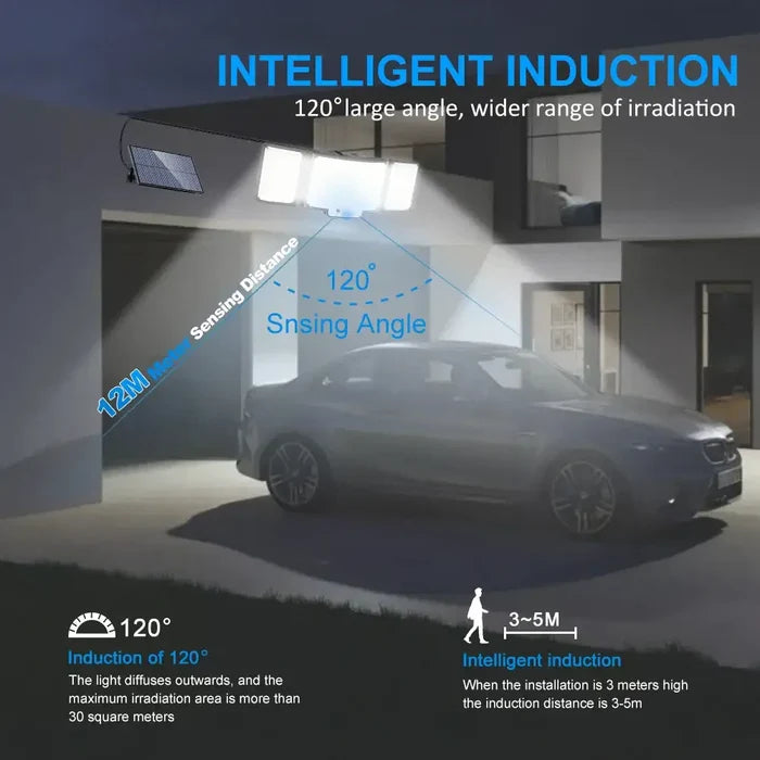 Habicare Solar Security Light with motion sensor, waterproof outdoor lighting fixture for enhanced security.