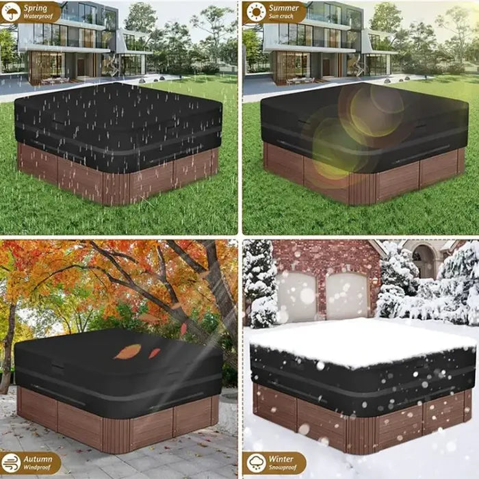 Square Habicare SPA hot tub dust cover for outdoor pools and jacuzzis, available in various sizes, protects from dust and debris.