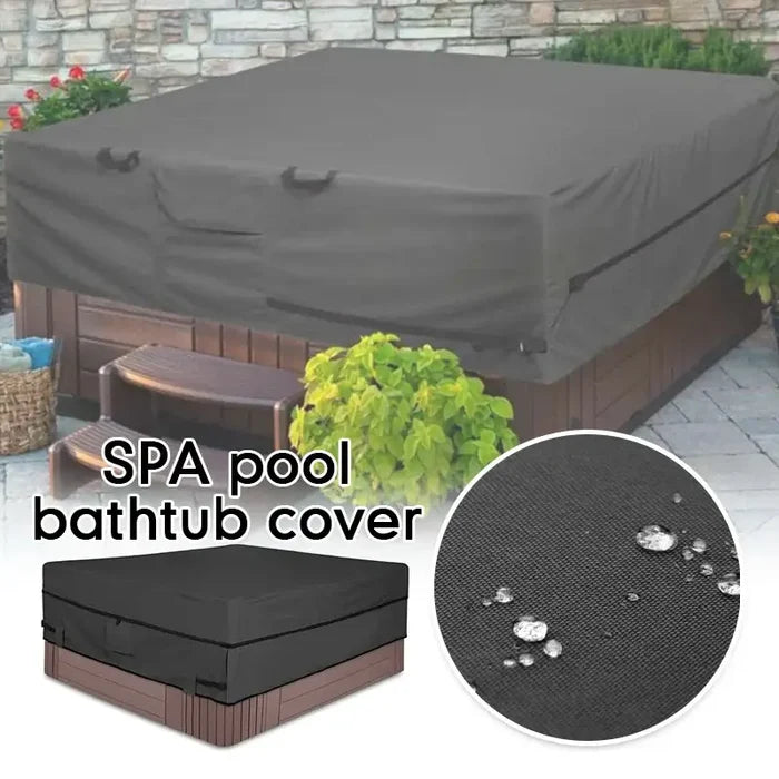 Square Habicare hot tub dust cover for outdoor pools and jacuzzis, protective cover in various sizes for spa maintenance.
