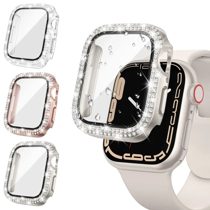 Habicare Sparkle protective case for Apple Watch Series 7, 8, 9 (45mm), TWS style with glittery design on black background.