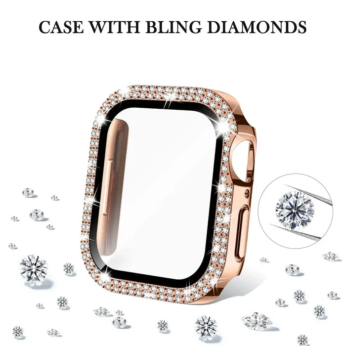 Habicare Sparkle protective case for Apple Watch 7, 8 & 9 (45mm) Series, TWS style with glittery finish, fits 45mm smartwatch