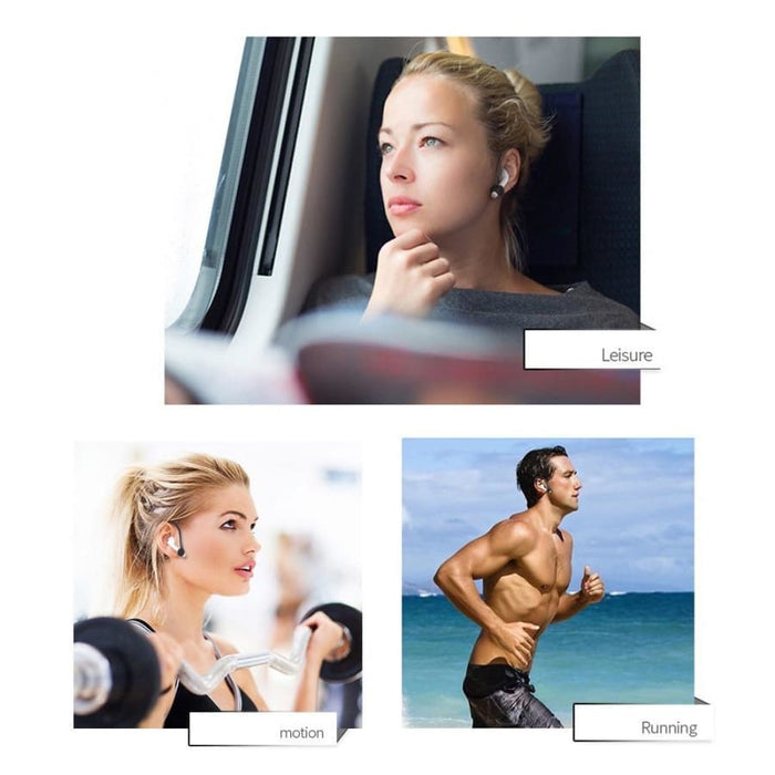 Black sport earphone hooks from 9eight5 securely hold headphones during activity, made of durable electronics accessories material.