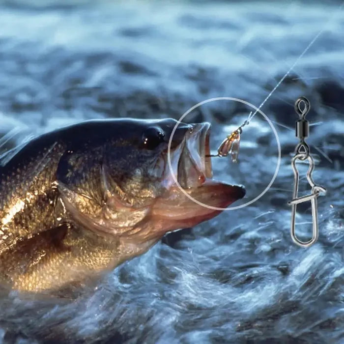 Stainless steel fishing swivel snaps in various quantities, durable SS hooks for fishing, by Habicare.