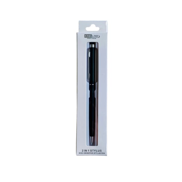 Black 9eight5 2-in-1 dual touch stylus pen for electronics devices, featuring a sleek design and versatile functionality.