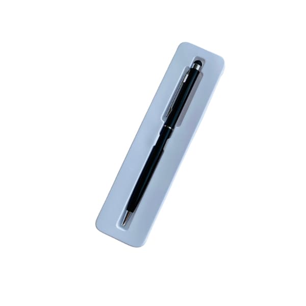 Black 9eight5 2-in-1 stylus pen with dual touch functionality, ideal for touchscreen devices and electronics accessories.