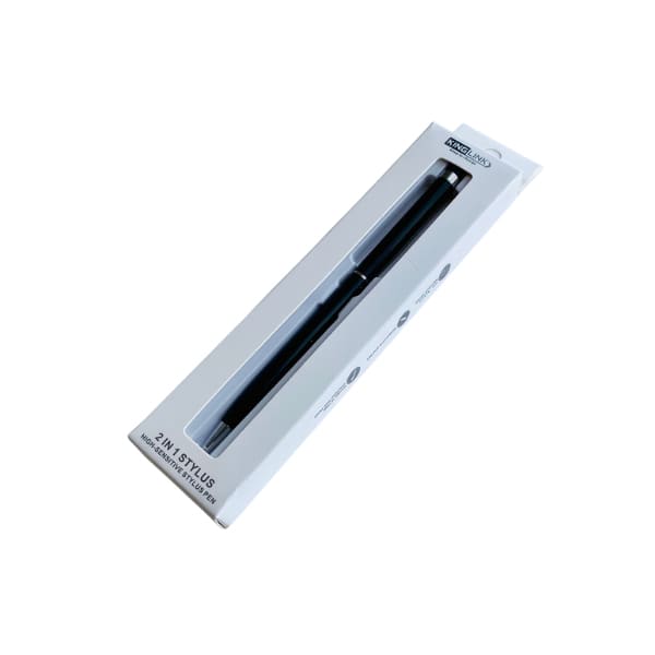Black 9eight5 2-in-1 stylus pen for touch screens, versatile electronics accessory with dual touch functionality