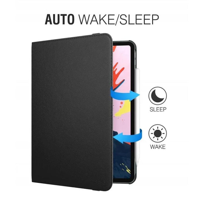 Black synthetic leather cover for iPad Pro 11-inch 2nd gen (2020) by 9eight5, shown on a tablet with a sleek design.